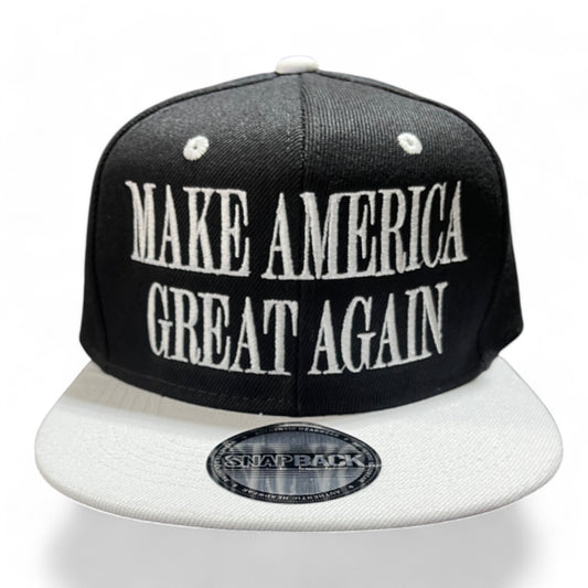 Make America Great Flatbill Yupoong Classic Snapback, Black/White